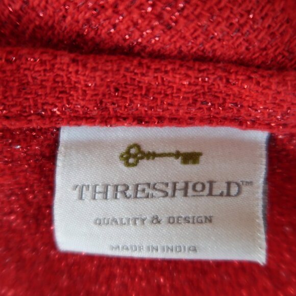 Threshold Oblong Tablecloth Red w/Red Metallic Woven Fabric 54" x 78" - Picture 5 of 5